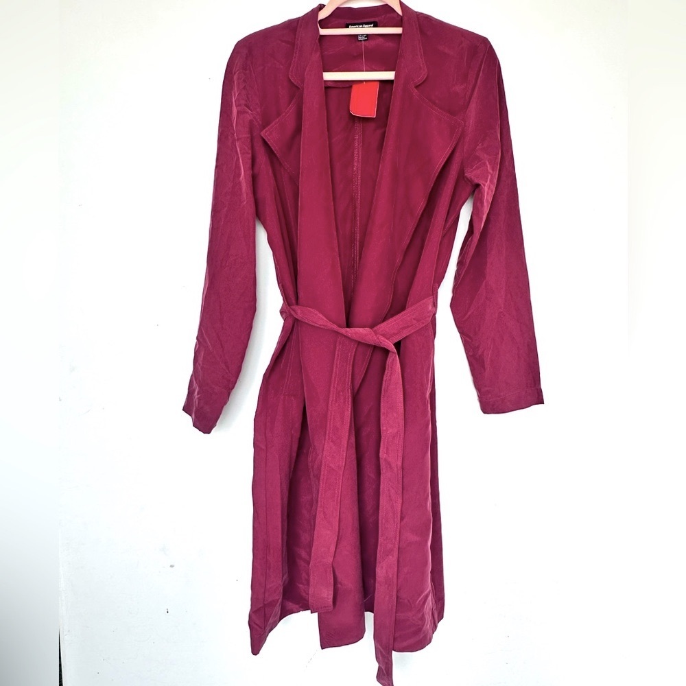 American Apparel Women's Rich Burgundy Thin Trench Coat